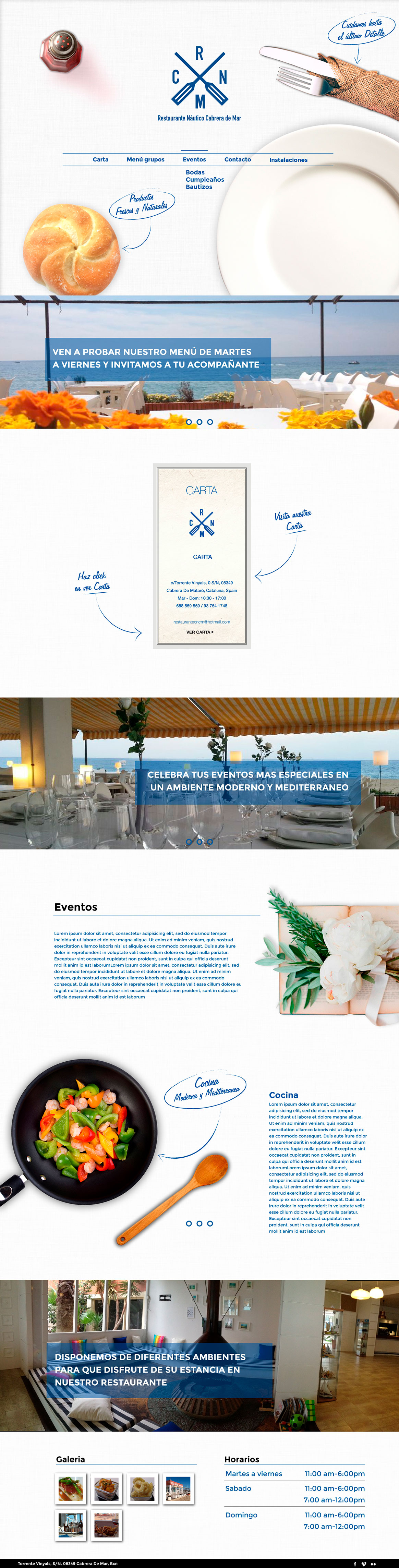 one page design web restaurant náutic cabrera de mar